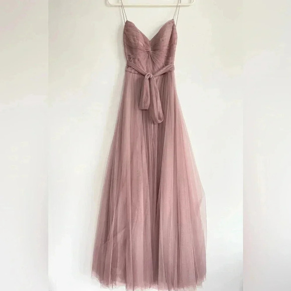 Waters BHLDN Tinsley Dress Rosey Mauve Tulle Sleeveless Bridesmaid Bow Size 0 - Picture 6 of 15